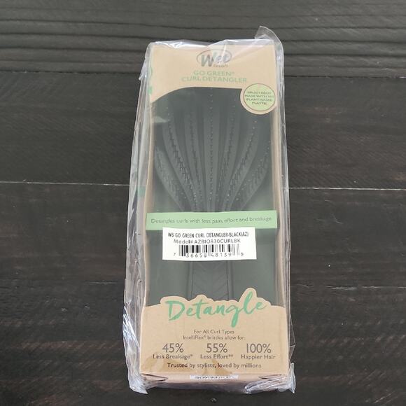 WET BRUSH Go Green Curl Detangler Hair Brush Detangle Full Size Black - Picture 1 of 6